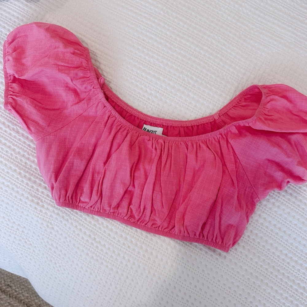Princess Polly Pink Puff Sleeve Crop Top